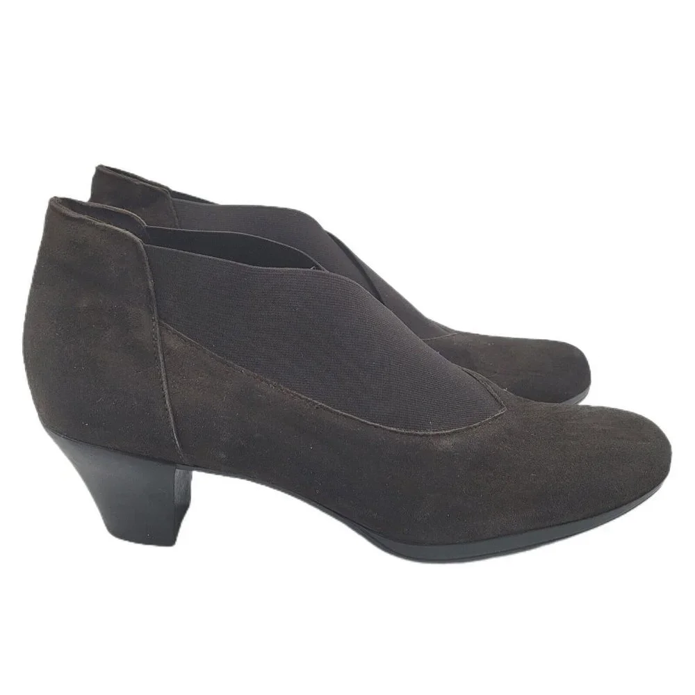 NEW Munro Francee Brown Suede V-Neck Heeled Ankle Bootie Women's Size 10M - Picture 2 of 11